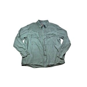 Kakadu Traders Australia Mens Size XXL Pearl Snap Work Shirt Green Utility